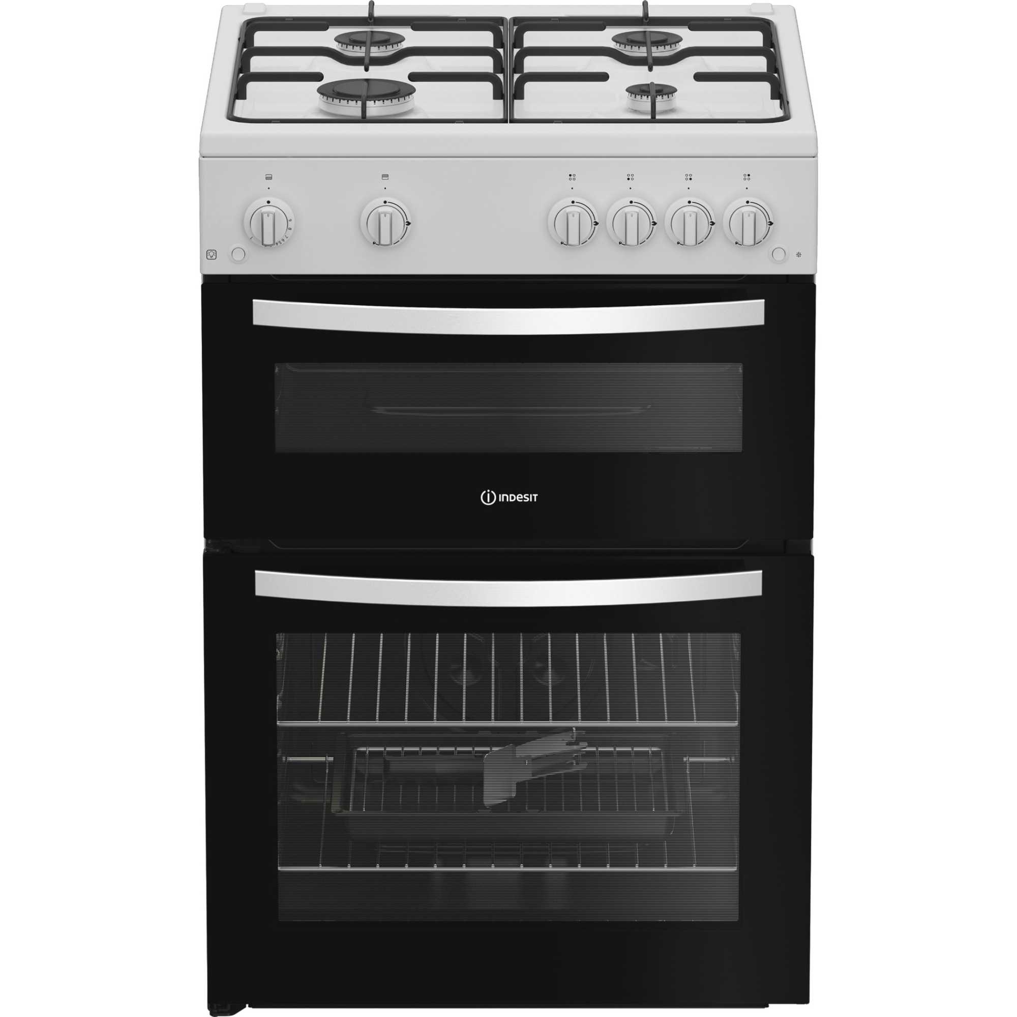 ITG6GW 60cm Gas Twin Cavity Cooker with 4 Gas Buner Hob - White