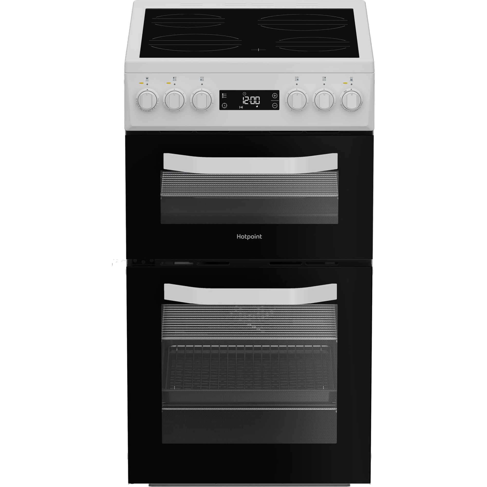 HDE5VDCW 50cm Electric Double Cooker with 4 Zone Ceramic Hob - White