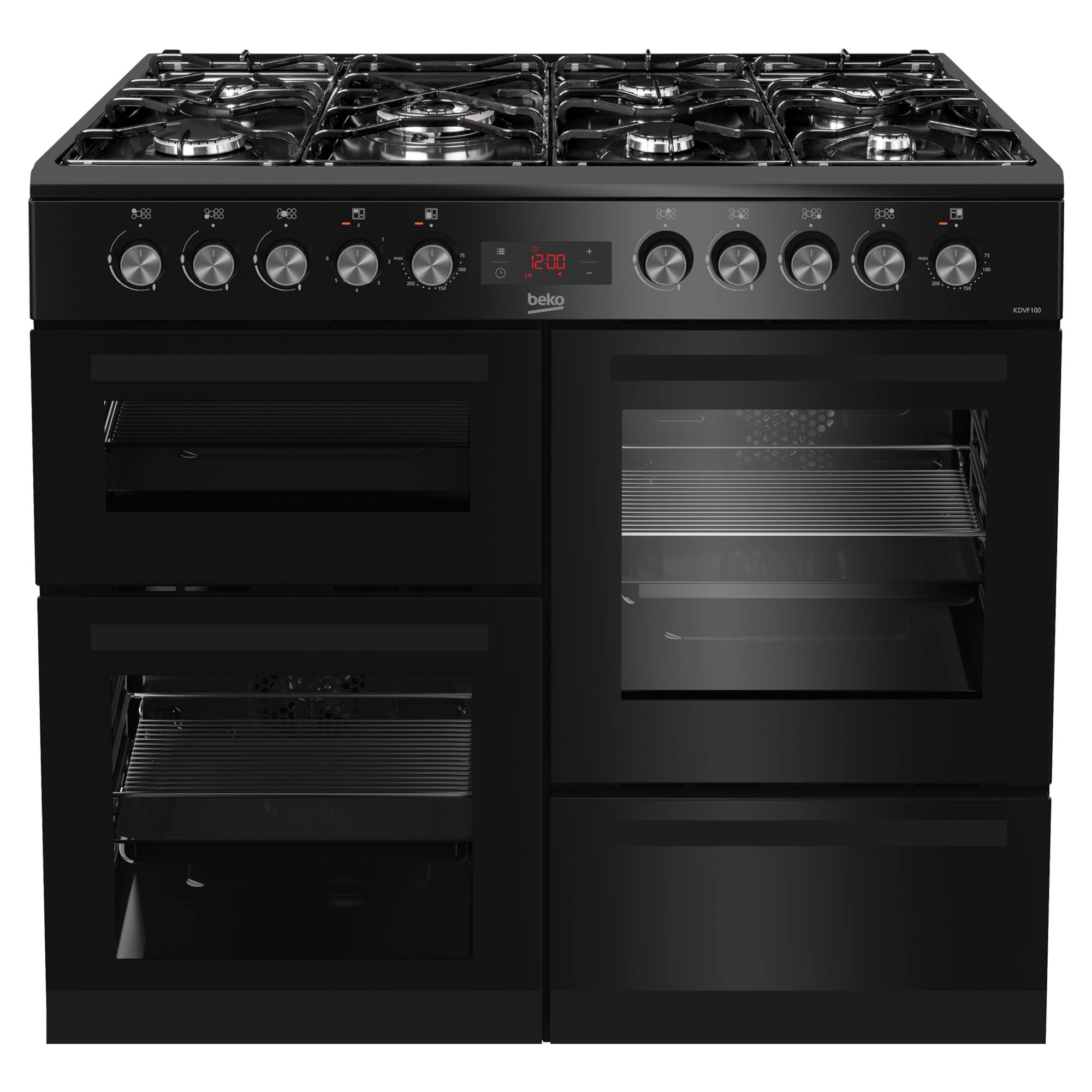KDVF100K 126L Dual Fuel Range Cooker Double Oven 7 Hob Burners