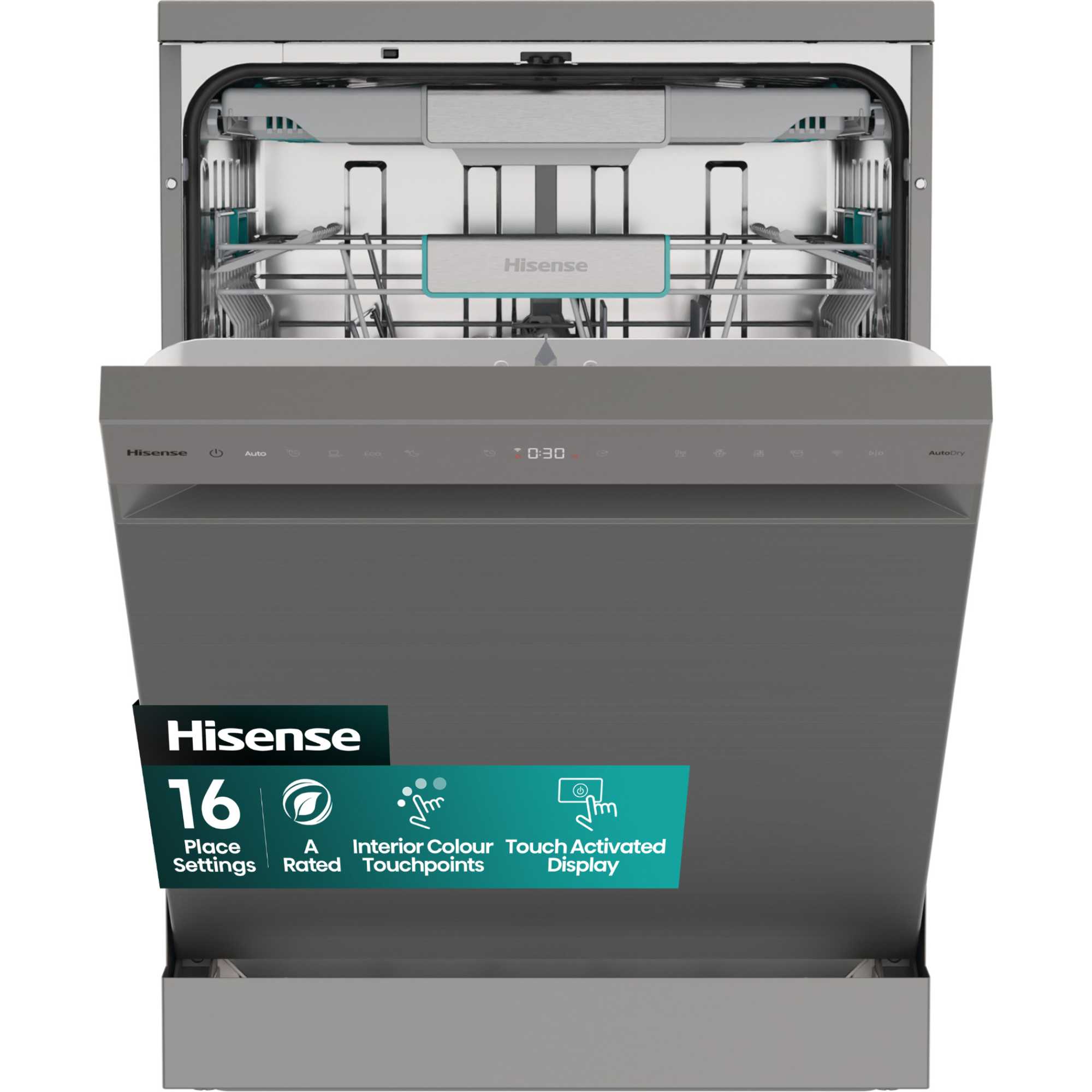 HS673A90XUK Freestanding Dishwasher 16 Place Settings with AutoDry - S/Steel