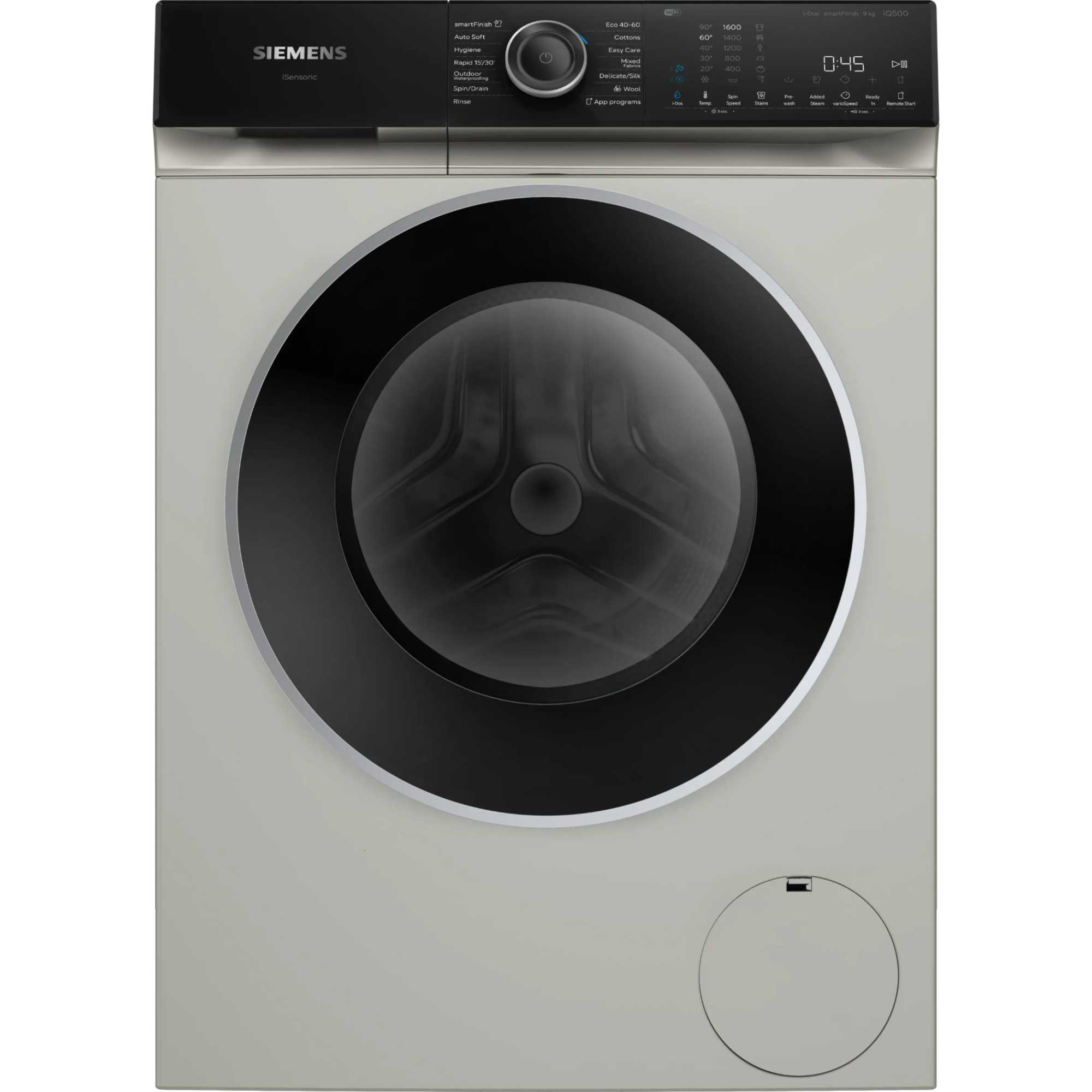 WG46H2AXGB iQ500 9kg Drum 1600rpm Smart Washing Machine - Silver Inox