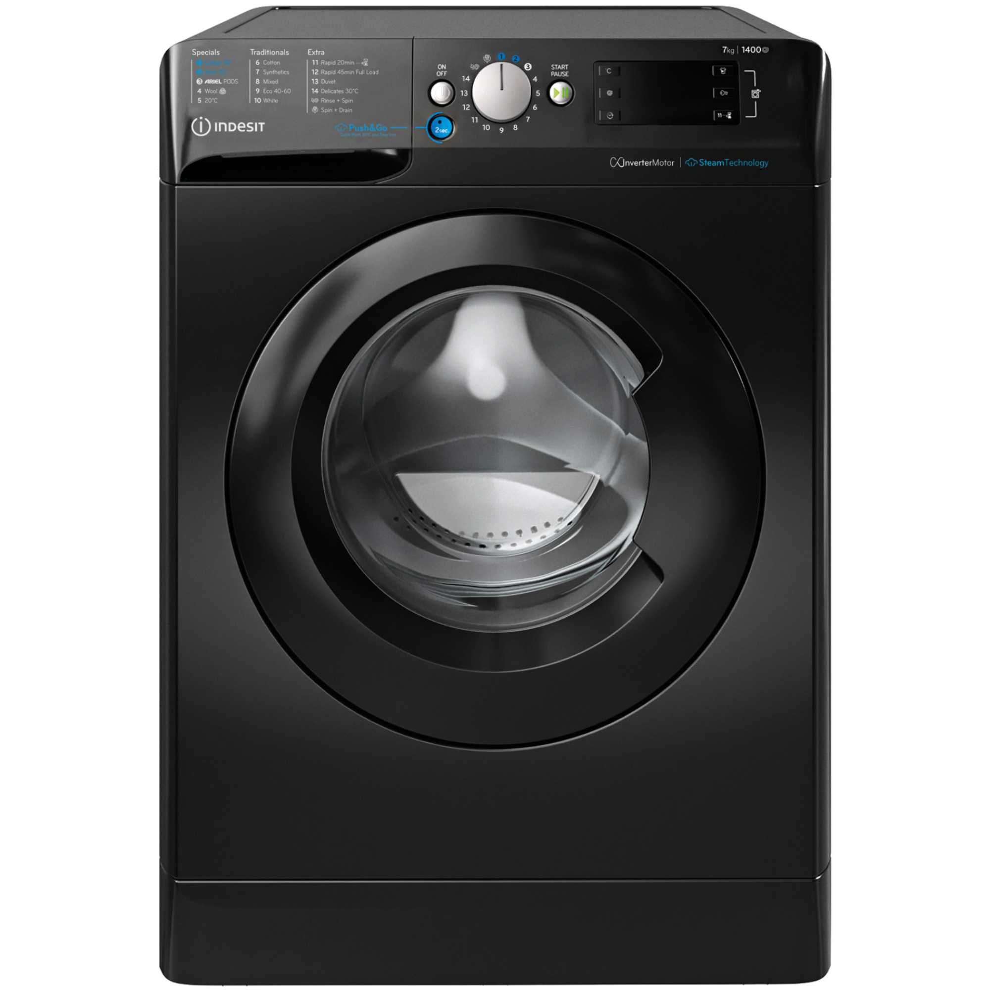 BWE 71496X KV UK Push&Go with Steam 7kg 1400rpm Washing Machine - Black
