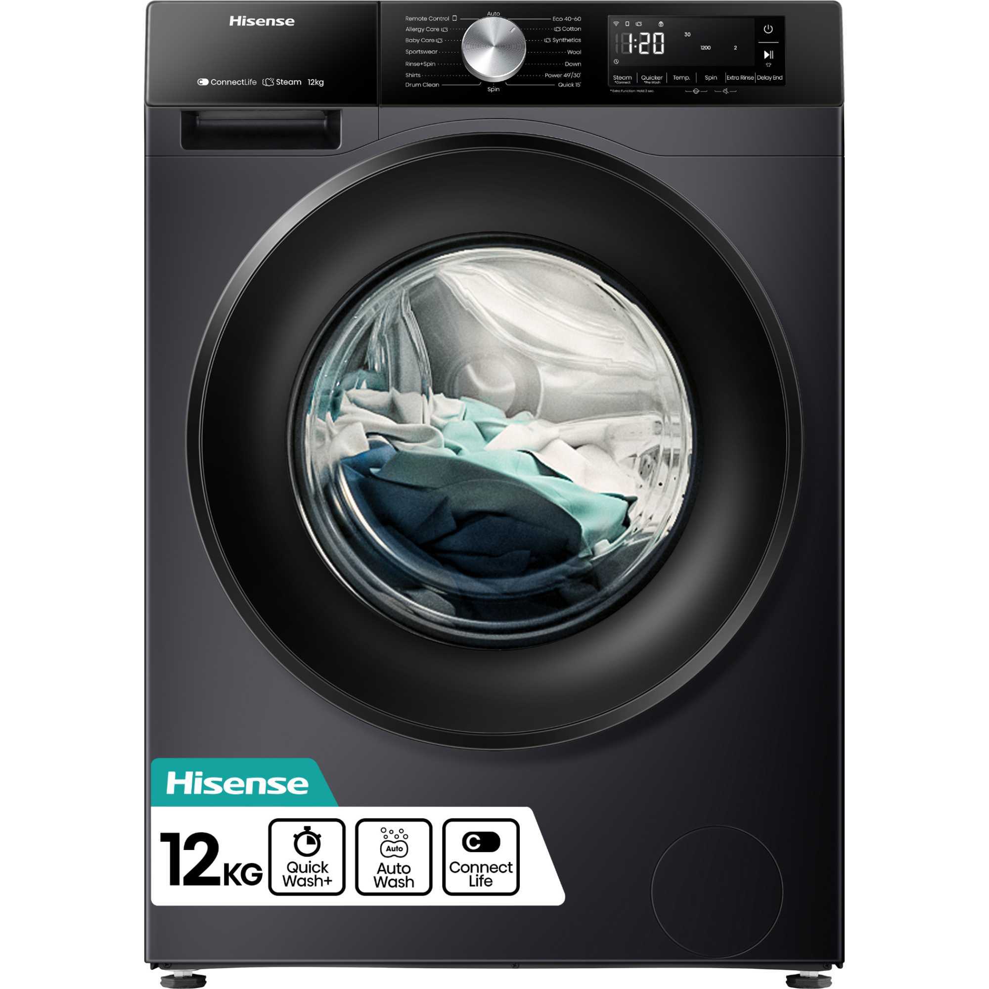 WF3S1243BB3 12kg 1400rpm Washing Machine - Black
